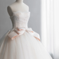 Robe de mariée élégante, bustier, tulle, dentelle, nœud, gants, longue, C4143