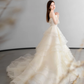 Jolie robe de mariée longue en mousseline de soie, sans bretelles, style robe de bal, C4144