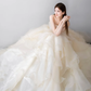 Jolie robe de mariée longue en mousseline de soie, sans bretelles, style robe de bal, C4144