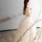 Jolie robe de mariée longue en mousseline de soie, sans bretelles, style robe de bal, C4144