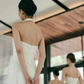 Robe de mariée longue en mousseline blanche, élégante, coupe A-line, dos nu, C4156