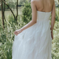 Robe de mariée longue en mousseline blanche, élégante, coupe A-line, dos nu, C4156