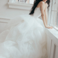 Robe de mariée longue en satin et tulle, sans bretelles, effet boule de rêve, C4158