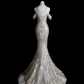 Robe de mariée sirène longue à épaules dénudées et paillettes perlées C4161