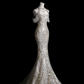 Robe de mariée sirène longue à épaules dénudées et paillettes perlées C4161