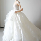 Jolie robe de mariée longue en tulle et dentelle, sans bretelles, C4163