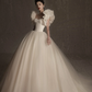 Robe de mariée longue en satin et tulle, décolleté en cœur, style unique, C4165