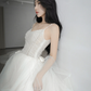 Robe de mariée longue en tulle et perles, jolie robe de bal à bretelles spaghetti, C4173