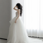 Robe de mariée longue en tulle et perles, jolie robe de bal à bretelles spaghetti, C4173