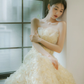 Dreamy  Ball Gown Strapless Tulle Beaded Long Wedding Dresses C4174