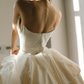 Robe de mariée longue en satin et tulle, sans bretelles, style robe de bal chic, fendue, C4176