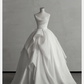 Robe de mariée longue en satin blanc, élégante et bustier, C4178