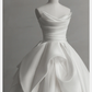 Robe de mariée longue en satin blanc, élégante et bustier, C4178