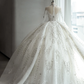 Robe de mariée longue en tulle, paillettes et perles, manches longues, style bal intemporel, C4179