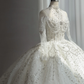 Robe de mariée longue en tulle, paillettes et perles, manches longues, style bal intemporel, C4179