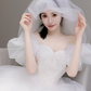 Robe de mariée longue élégante en tulle à épaules dénudées et voile C4184