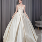 Robe de mariée longue en satin sans étoiles, robe de bal unique, C4192