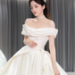Robe de mariée longue en satin, simple et élégante, épaules dénudées, C4194