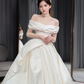 Robe de mariée longue en satin, simple et élégante, épaules dénudées, C4194
