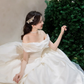 Robe de mariée longue en satin, simple et élégante, épaules dénudées, C4194