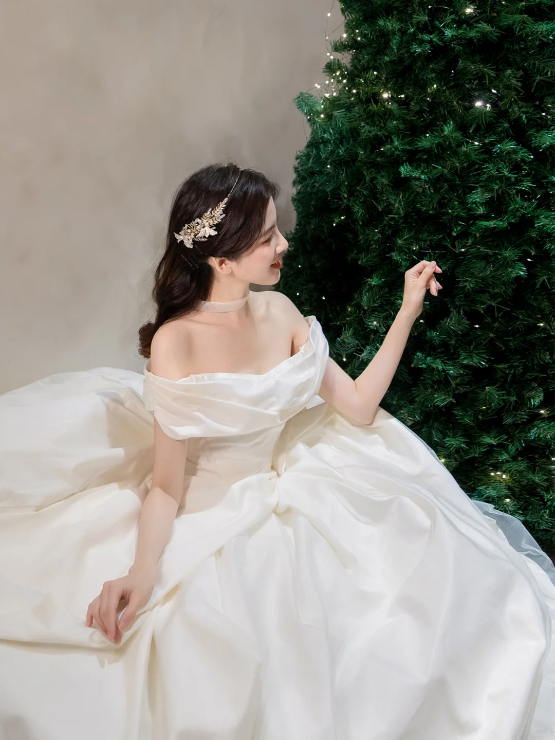 Robe de mariée longue en satin, simple et élégante, épaules dénudées, C4194