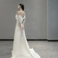 Robe de mariée longue en satin à bretelles spaghetti et coupe trapèze unique C4196