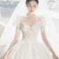 Robe de mariée longue en tulle et dentelle, intemporelle, manches longues et voile, C4197