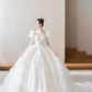 Robe de mariée longue en tulle et dentelle, intemporelle, manches longues et voile, C4197