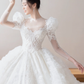 Robe de mariée longue en tulle et dentelle, intemporelle, manches longues et voile, C4197