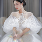 Jolie robe de bal en tulle et dentelle avec appliques, manches courtes, robe de mariée longue C4198