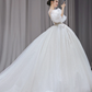 Jolie robe de bal en tulle et dentelle avec appliques, manches courtes, robe de mariée longue C4198