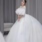 Jolie robe de bal en tulle et dentelle avec appliques, manches courtes, robe de mariée longue C4198