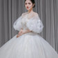 Jolie robe de bal en tulle et dentelle avec appliques, manches courtes, robe de mariée longue C4198