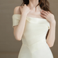 Robe de mariée longue en satin, élégante, épaules dénudées, style sirène, C4199