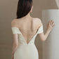 Robe de mariée longue en satin, élégante, épaules dénudées, style sirène, C4199