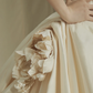 Robe de mariée longue en satin, bustier et voile, effet boule de rêve, C4201