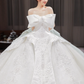 Robe de mariée longue en satin, tulle, dentelle, paillettes et perles, sans bretelles, avec nœud, C4203