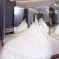 Robe de mariée longue en tulle et dentelle, manches longues, style unique, C4208