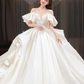 Robe de mariée longue en satin, élégante, épaules dénudées, C4209