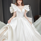 Robe de mariée longue en satin, élégante, épaules dénudées, C4209