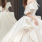Robe de mariée longue en satin, élégante, épaules dénudées, C4209