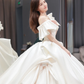 Robe de mariée longue en satin, élégante, épaules dénudées, C4209