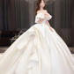 Robe de mariée longue en satin, élégante, épaules dénudées, C4209