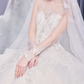 Robe de mariée longue en tulle et dentelle, intemporelle, manches longues et voile, C4211