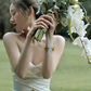 Robe de mariée longue en satin, simple et bustier, coupe trapèze, C4214