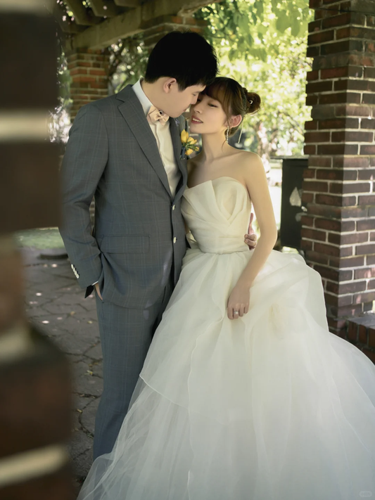Robe de mariée longue en satin, élégante et bustier, C4219