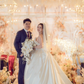 Robe de mariée longue élégante en satin sans bretelles avec voile C4220