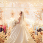 Robe de mariée longue élégante en satin sans bretelles avec voile C4220