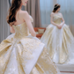 Superbe robe de mariée longue en satin sans bretelles avec appliques C4222