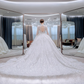 Robe de mariée longue en tulle, dentelle et sequins, manches longues, style bal intemporel, C4223